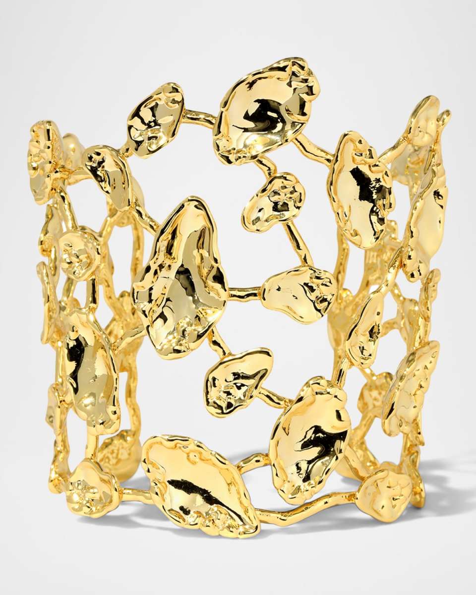 Brut Gold Mosaic Wide Cuff Bracelet